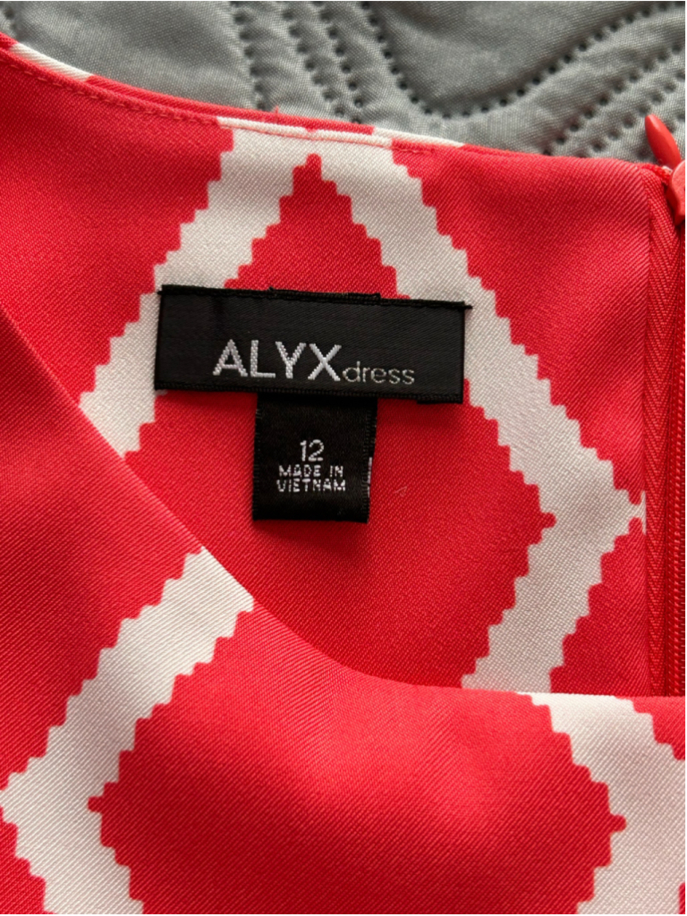 ALYX Red White Diamond Lattice Sleeveless Dress Size 12 Stretch - Picture 3 of 8
